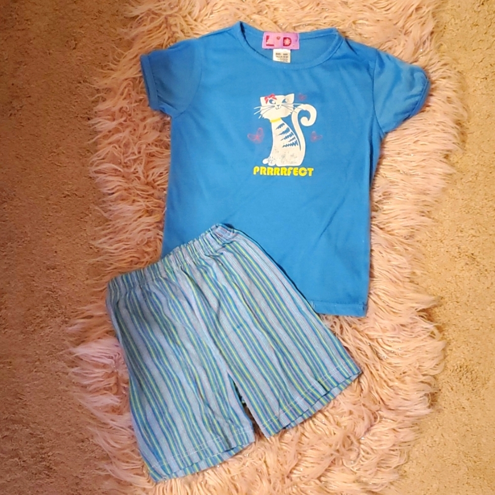 Girls kitty Cat 2pc pajama shorts set size 6/6x